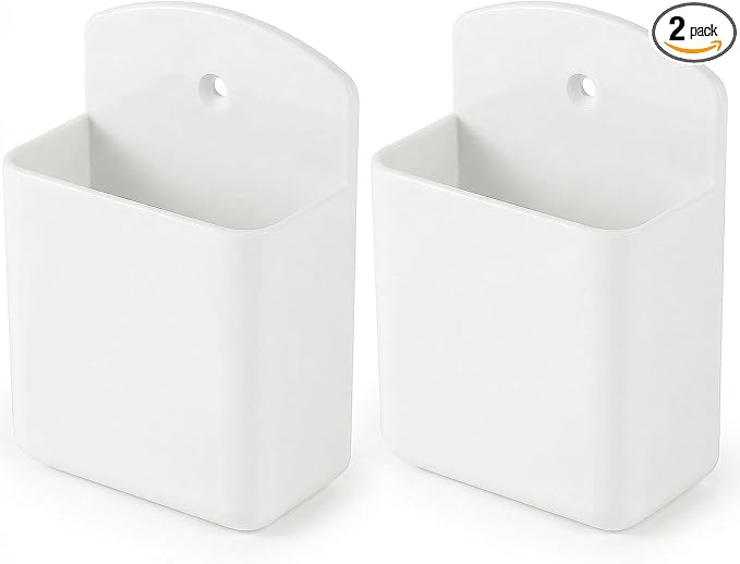 2 Pack White Remote Control Holder, Self adhesive Wall Mount Storage Box by Unknown