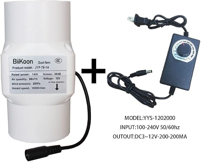 12V Inline Duct Fan 3 Inch Vent Booster 14W HVAC Exhaust Intake Fans 58Cfm Air - Image 6