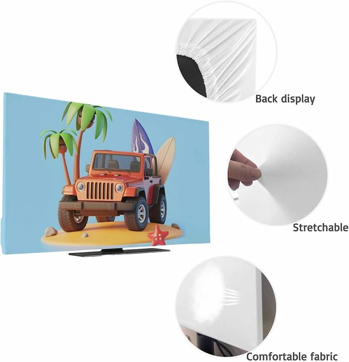 Summer Travel RV Beach Coconut Tree Indoor TV Cover, Elastic TV Screen - Image 7