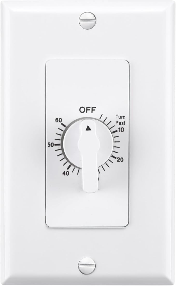 BN-LINK 60 Minute Spring Wound Bathroom Fan Timer Switch, Mechanical Countdown by BN-LINK