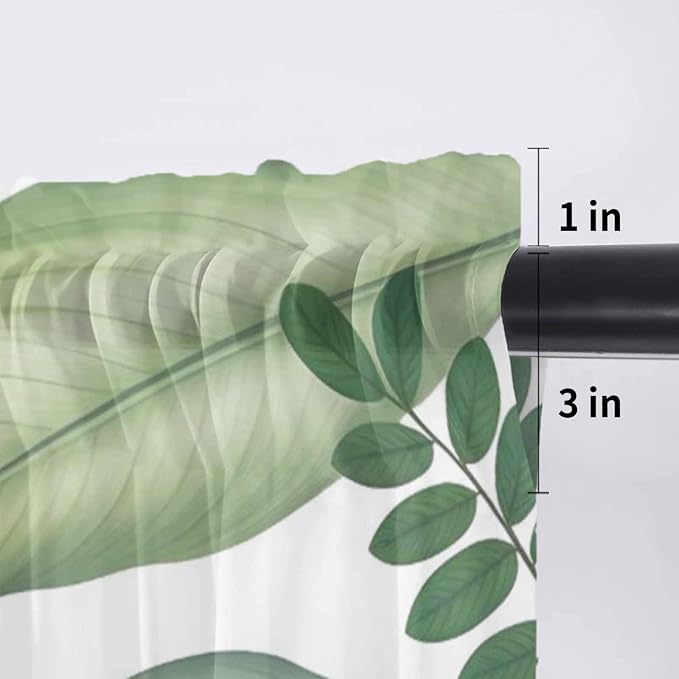 Summer Palm Leaf Sheer Valance Curtains - Image 7