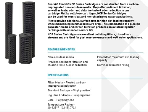 Pentair Pentek NCP-BB Big Blue Carbon Water Filter, Whole House Pleated - Image 3