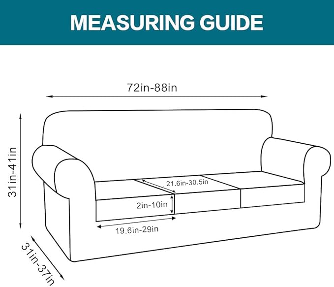 Turquoize 4 Piece Sofa Covers For 3 Cushion Couch Sofa Slipcover Soft Couch Cover For Dogs-Washable Sofa Furniture Covers With 3 Individual Cushion Covers Thick Jacquard Fabric (3 Cushion Sofa, Brown)