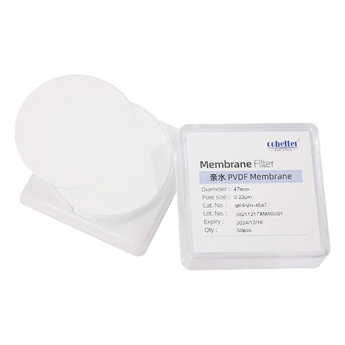 100 Pieces/Pack PVDF Disc Membrane Filters Hydrophilic 47mm Diameter 0.45µm by COBETTER