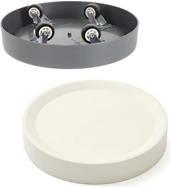11.2 Inch Plant Caddy with Hidden Wheels, Round Rolling Plant Stand, Mobile Tray by KangTeer