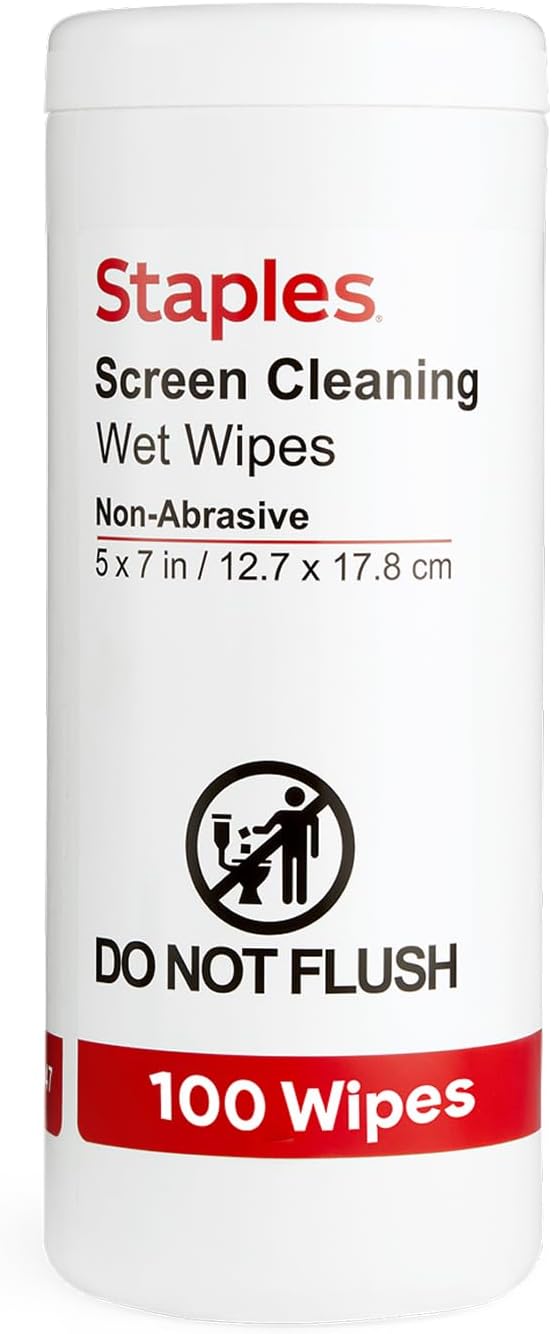Staples Screen Cleaning Wipes – 100‑Count Tub by Staples