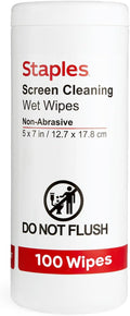 Staples Screen Cleaning Wipes – 100‑Count Tub by Staples