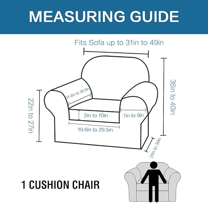 H.VERSAILTEX Rich Velvet Stretch 2 Piece Cover Chair Slipcover Sofa Cover Furniture Protector Couch Soft with Elastic Bottom Chair Couch Cover with Arms Width Up to 49 Inch(Chair, Deep Teal)