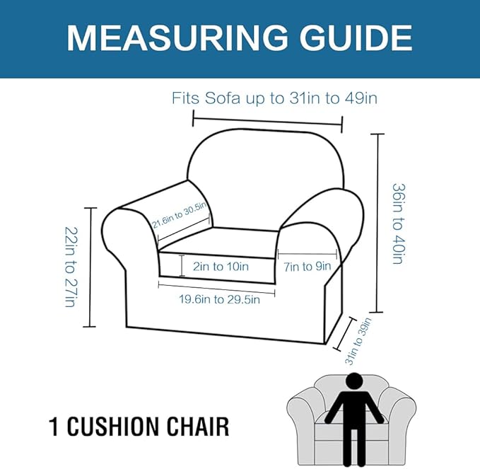 H.VERSAILTEX Rich Velvet Stretch 2 Piece Cover Chair Slipcover Sofa Cover Furniture Protector Couch Soft with Elastic Bottom Chair Couch Cover with Arms Width Up to 49 Inch(Chair, Caramel)