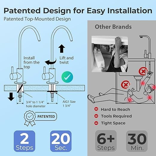 iSpring RCC1UP-AK-BLK, 7-Stage Alkaline UV Reverse Osmosis Water Filter - Image 3