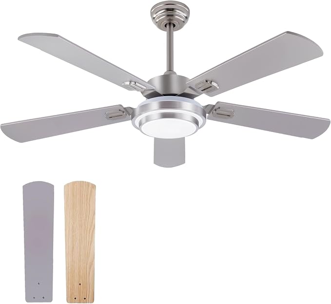 QUTWOB 52" Brushed Nickel Ceiling Fans, Farmhouse 5 Blades Ceiling Fans - Image 7