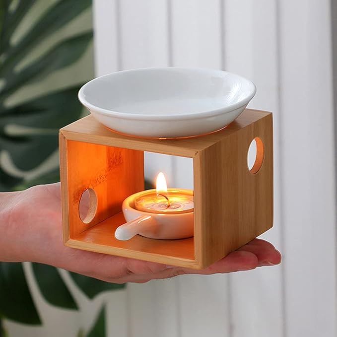 Wooden Essential Oil Burner, Aromatherapy Burner Oil Warmer Diffuser, WaxMelt - Image 6