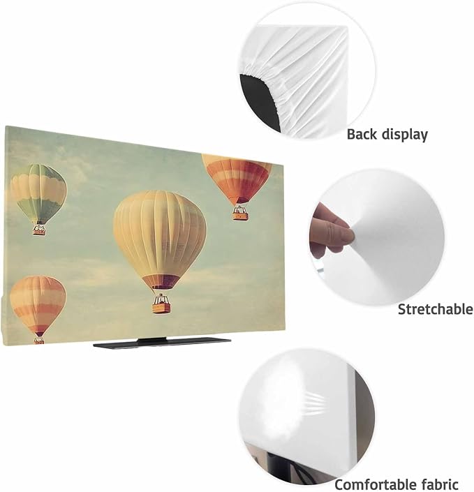 Blue Sky Retro Hot Air Balloon Indoor TV Cover, Elastic TV Screen Protector - Image 7