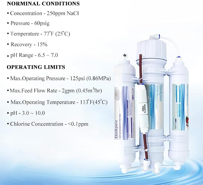 Geekpure 3 STAGE Portable Aquarium Reverse Osmosis RO Drinking Water Filter - Image 3