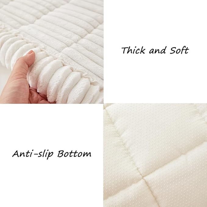 Couch Cover for Dogs Washable, Fuzzy Pet Couch Covers for 3 Cushion Sofa Pet Friendly, Non Slip Sofa Cover (White, 35" x 70.9"/90 x 180cm)