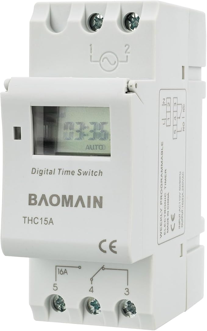 Baomain THC15A AC 110V Digital LCD Power Programmable Timer Time Switch Relay by Baomain