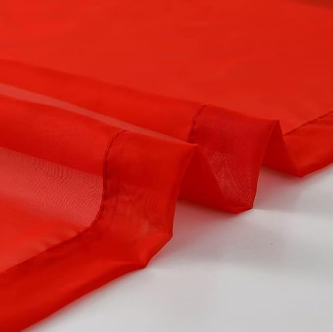 SpaceDresser Basic Rod Pocket Sheer Voile Window Curtain Panels Red 1 Pair 2 Panels 60 Width 108 Inch Long for Kitchen Bedroom Children Living Room Yard（Red, 60W x 108L）