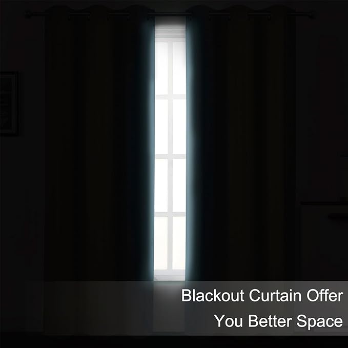 LEMOMO Blackout Curtains 52 x 108 inch/Stone Blue Curtains Set of 2 Panels/Thermal Insulated Room Darkening Bedroom Curtains