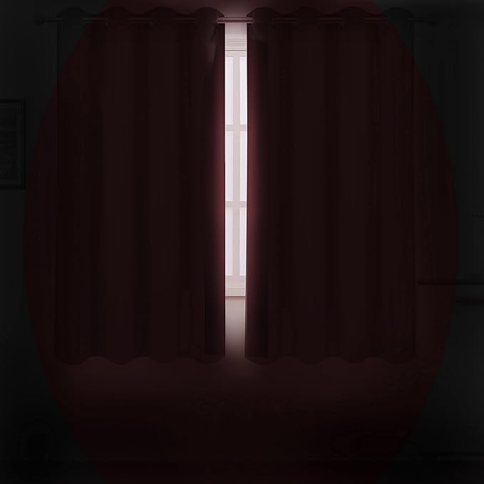 LEMOMO Burgundy Red Blackout Curtains 66 x 63 Inch Length/Set of 2 Curtain Panels/Thermal Insulated Room Darkening Blackout Curtains for Bedroom