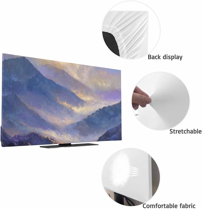 Vintage Mountain Oil Painting Art Indoor TV Cover, Elastic TV Screen Protector - Image 7