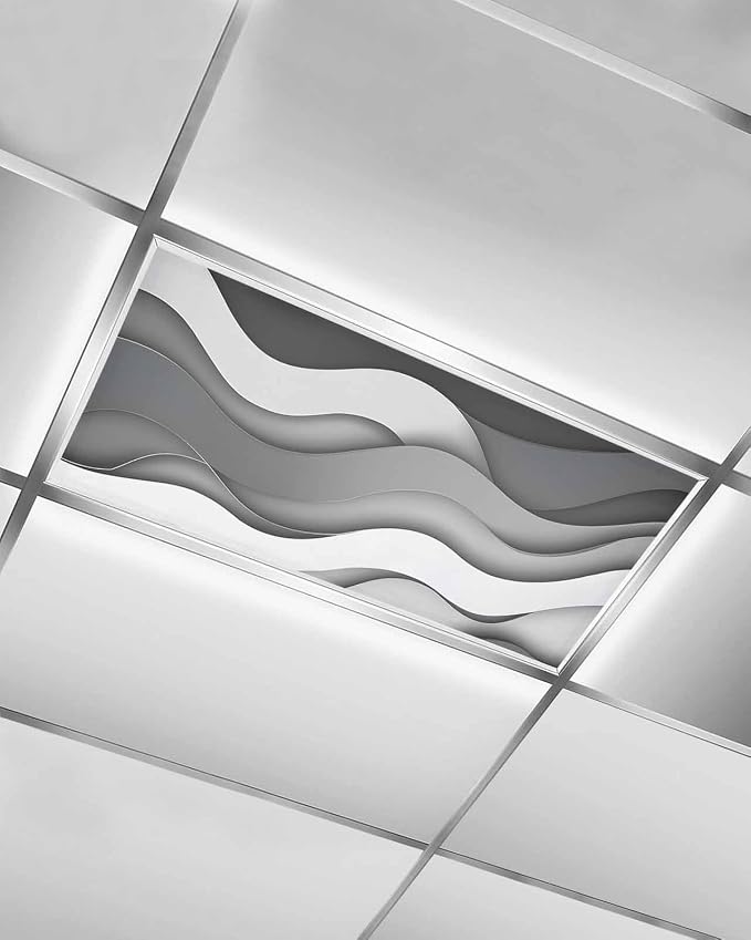 Yukro 1 Pack Black Ombre Fluorescent Light Covers Grey White Gradient Abstract by Unknown
