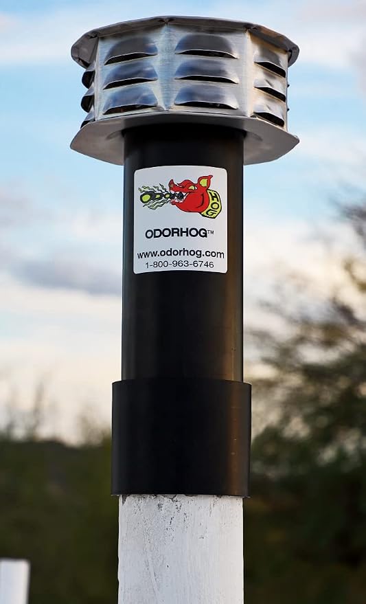 OdorHog Metal Cap Slip On Vent Stack Pipe Filter 4" Black ABS, Removes Outdoor - Image 7