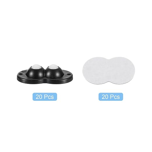 uxcell 20Pcs Mini Self Adhesive Caster Wheels, 2.05" x 1.14" 360° Rotation - Image 3