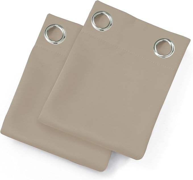 LEMOMO Khaki Thermal Blackout Curtains/38 x 84 Inch/Set of 2 Panels Room Darkening Curtains for Bedroom