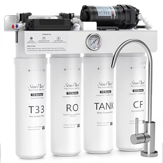 SimPure T2-600T Reverse Osmosis Water Filter System Near 0 TDS Water, NSF/ANSI by SimPure_Water