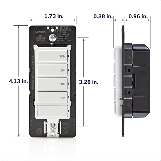 Leviton Countdown Timer Switch for bathroom fan and household lights, - Image 8