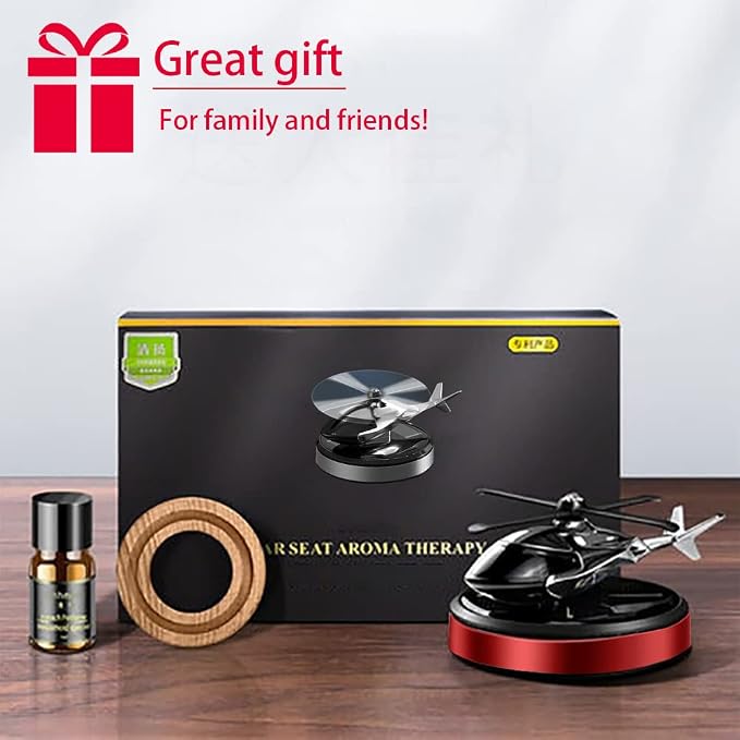 Helicopter Solar Rotating Air Freshener, Al Alloy Car & Home Décor|Red | - Image 6