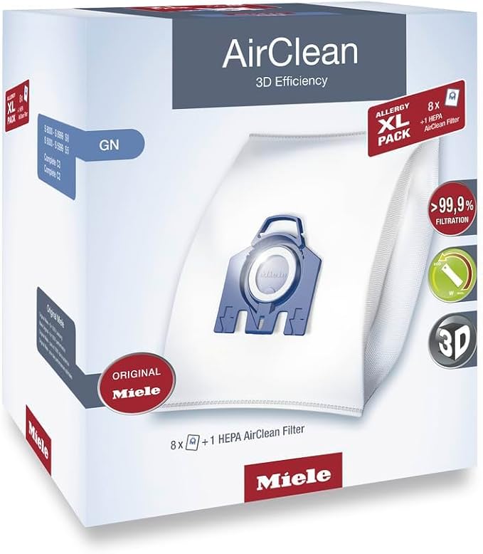 Miele AirClean 3D Efficiency Dust Bag, Type GN, Allergy XL-Pack, 8 Bags - Image 2