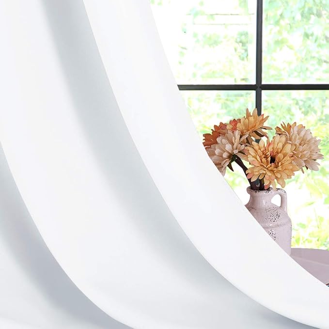 NICETOWN 50% Light Blocking Curtain Panels for Bedroom, Home Decoration Easy-Care Solid Grommet Draperies/Drapes, Window Covering for Kitchen (2 Panels, 70 by 72, White)