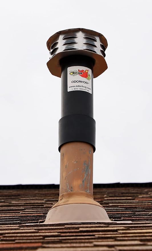 OdorHog Metal Cap Slip On Vent Stack Pipe Filter 2" Black ABS, Removes Outdoor - Image 6