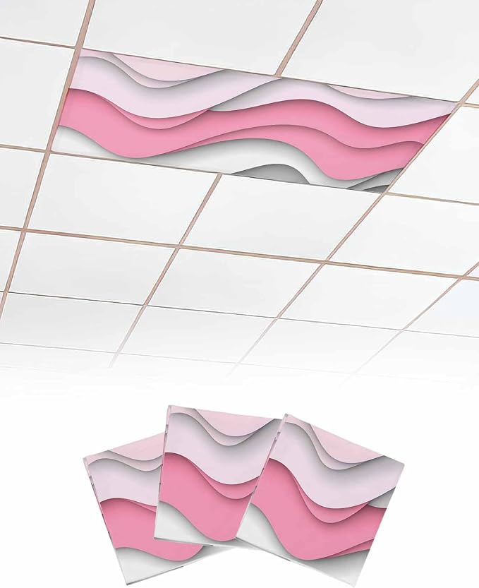 Yukro 3 Pack Pink Ombre Fluorescent Light Covers Pink Gray Gradient Abstract by Unknown