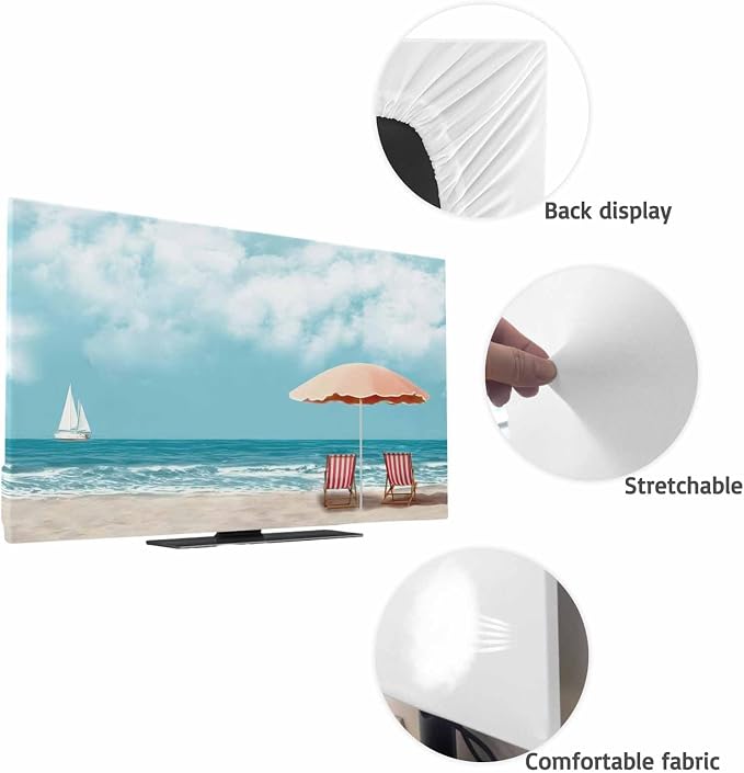 Summer Beach Sails Ocean Waves Indoor TV Cover, Elastic TV Screen Protector - Image 7