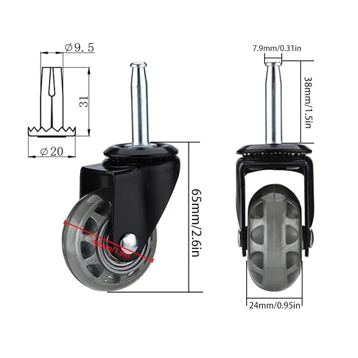 2 inch Floor Friendly Rubber Caster Wheels, Furniture Swivel Casters Set of 5 - Image 3