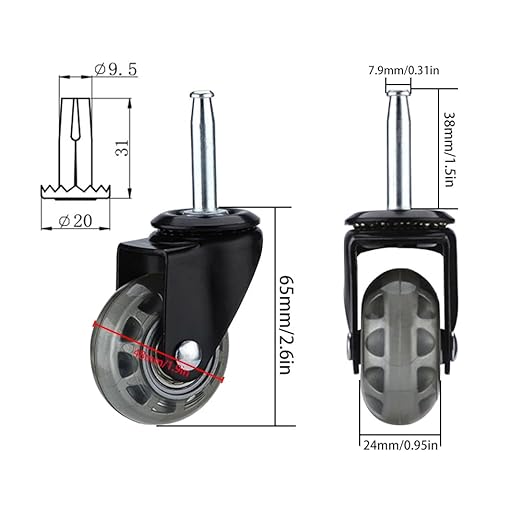 2 inch Floor Friendly Rubber Caster Wheels, Furniture Swivel Casters Set of 4 - Image 3