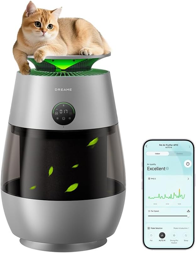 Dreame Pet Air Purifier AP10, Suck Up Floating Cat Dog Hair Dander, NeverChange by Dreame