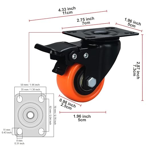 2" Caster Wheels, Casters Set of 4 Heavy Duty - Image 2