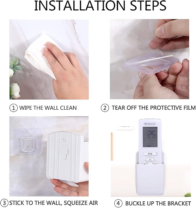 Wall Mount Remote Control Holder, Air-Conditioner & TV Remote Organizer Caddy - Image 6