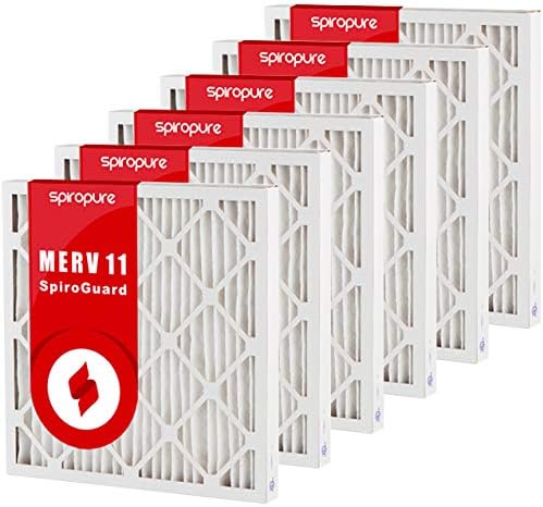 SpiroPure 19.25x24x2 MERV 11 Pleated Filter Air Filters Made in USA, 6 Pack by SpiroPure