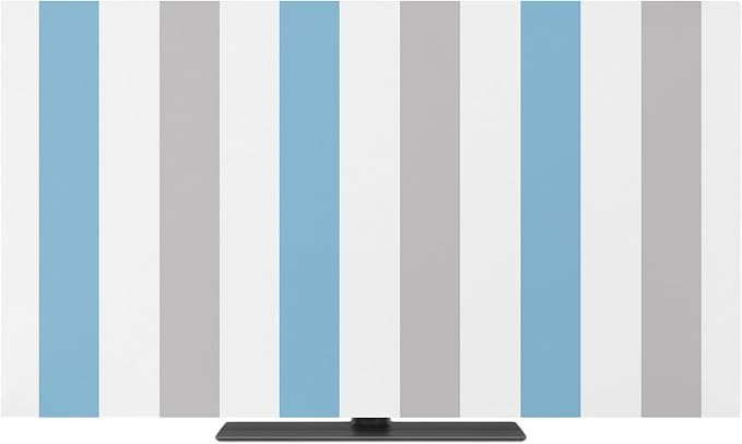 Abstract Blue Gray Striped Indoor TV Cover, Elastic TV Screen Protector Modern by Unknown