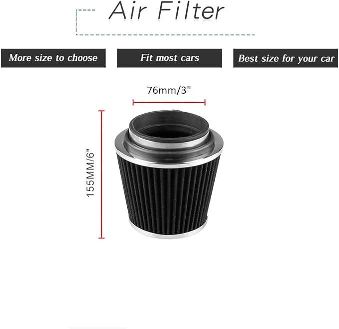 3 Inch Universal Cold Air Intake Kit, Aluminum Induction Flow Hose Pipe Kit - Image 2