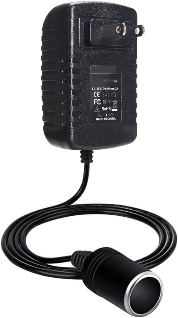 12V 2A AC to DC Converter with Cigarette Lighter Socket - 110V to 12V Power by Deeluucaa