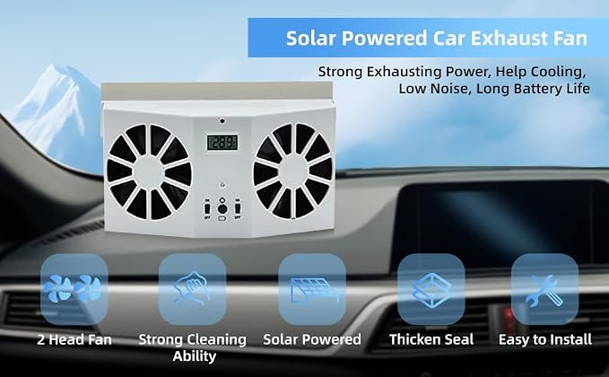 MACHSWON Solar Car Fan, Solar Powered Car Exhaust Fan, Car Radiator Energy - Image 3