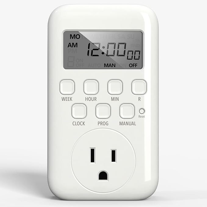 BN-LINK Indoor Digital Timer Outlet, Single Outlet 7 Day Programmable Light by BN-LINK