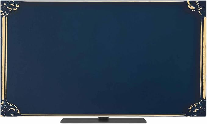 Navy Blue Retro Floral Border Indoor TV Cover, Elastic TV Screen Protector by Unknown