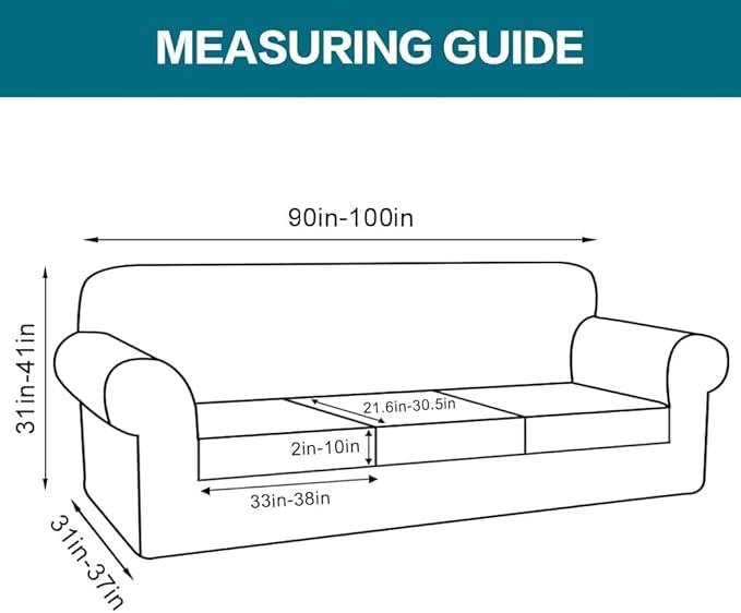 Turquoize 4 Piece Sofa Covers for 3 Cushion Couch Sofa Slipcover Soft Couch Cover for Dogs Washable Furniture Cover with 3 Individual Large Cushion Covers Feature Fabric (Large Sofa, Loden Frost)