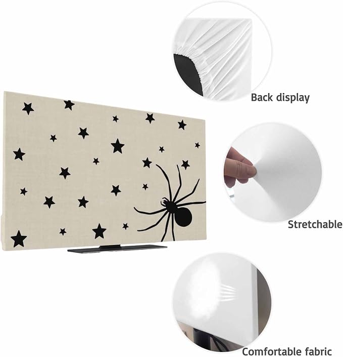 Halloween Spiders- Stars Black Shadow Indoor TV Cover, Elastic TV Screen - Image 7